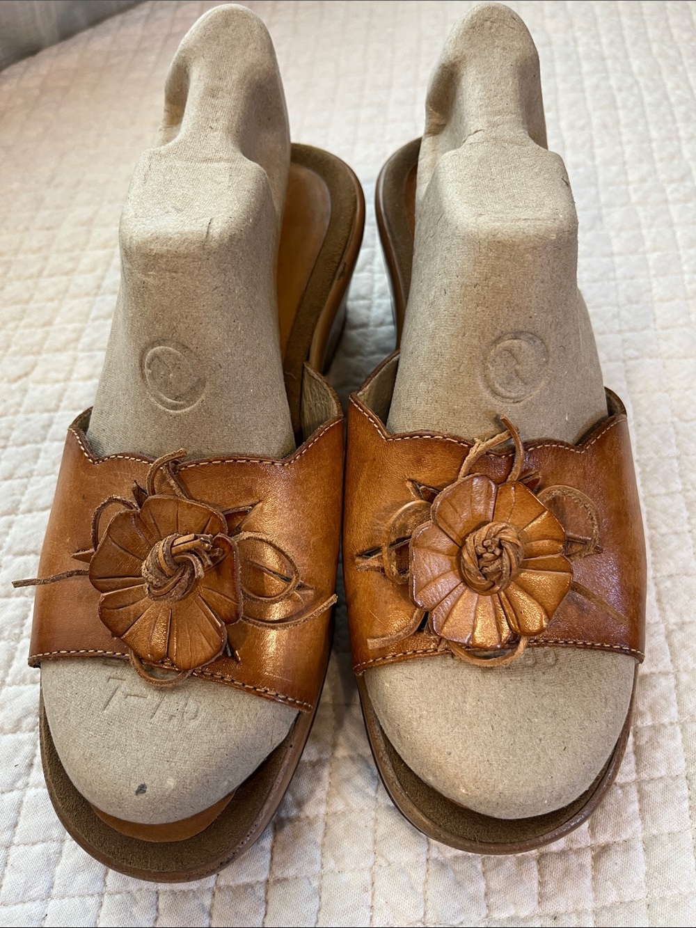 Dansko leather wedge slide sandals size 7